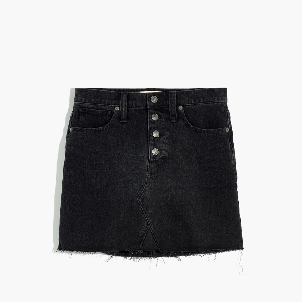 🖤MADEWELL Rigid Denim A-Line Mini Skirt in Lunar Wash: Button-Front Edition🖤 - Picture 3 of 9